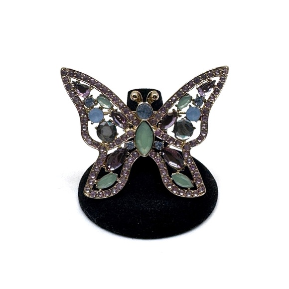 Napier Multicolored Rhinestone Butterfly Brooch - Picture 8 of 11